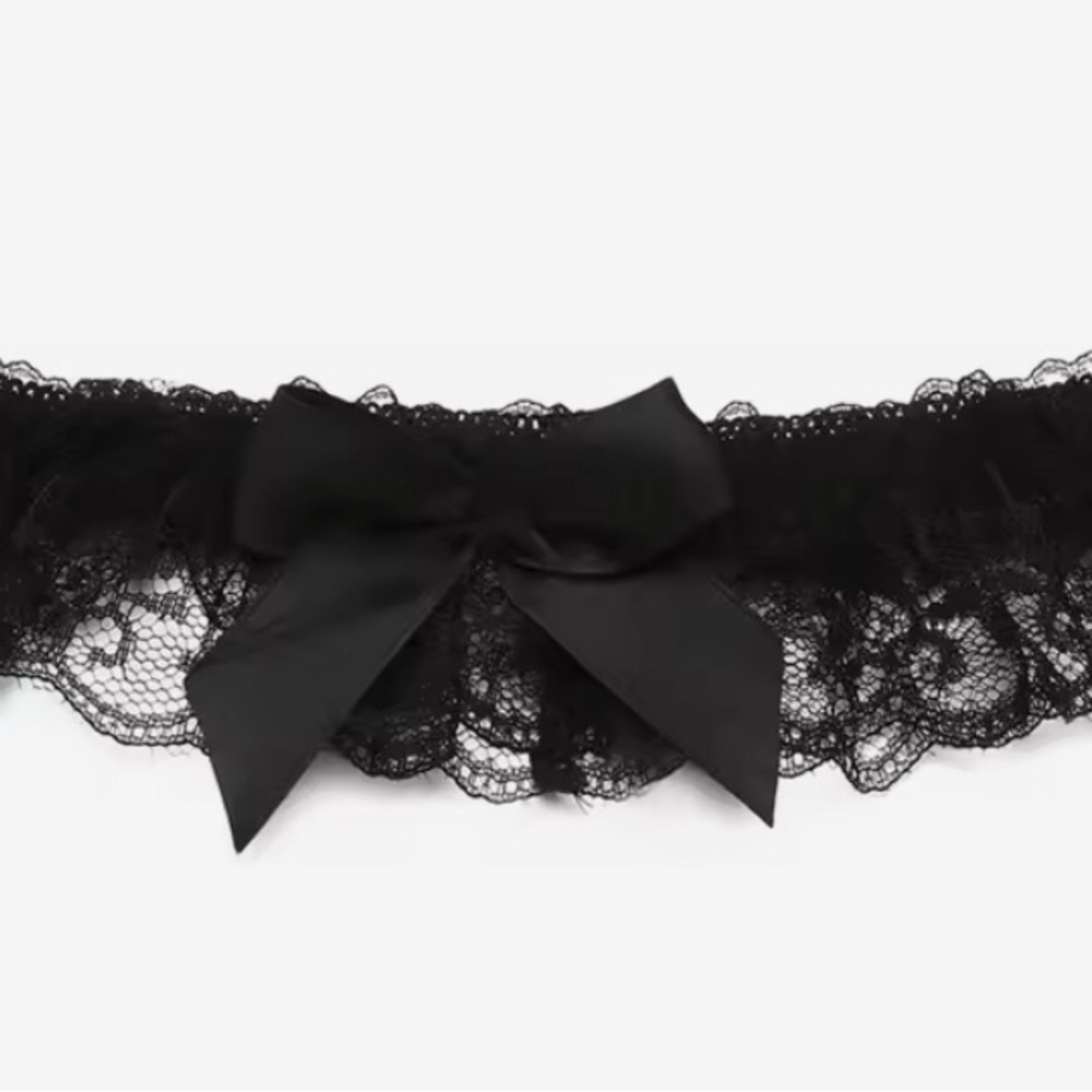 New Black Lace thigh leg garter with bow one size
